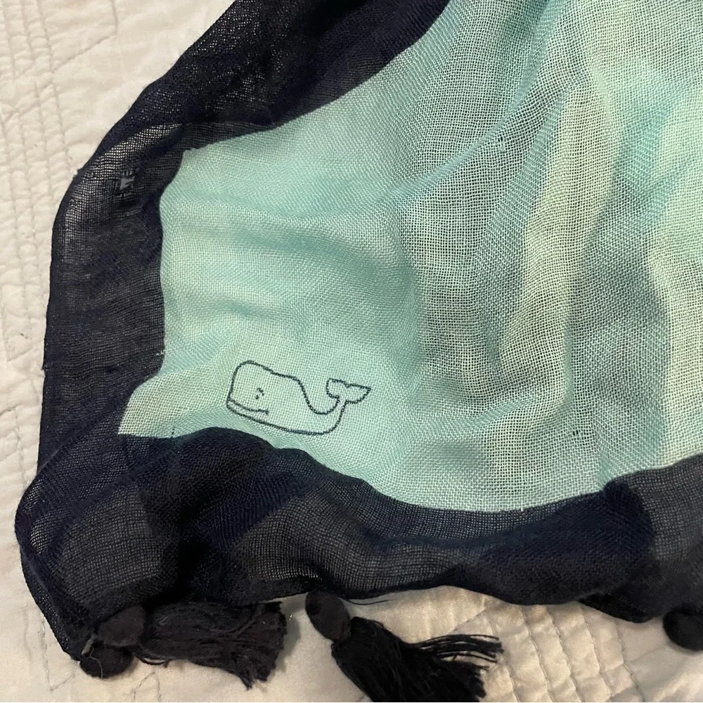 VV vineyard vines Striped Tassel Scarf in Mint, Navy & Cream